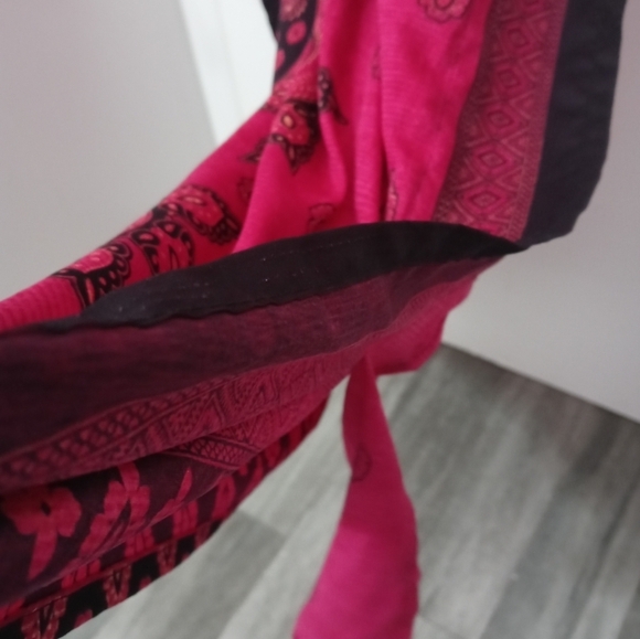 Santé Classics Deep pink all over Paisley Print  Kaftan Duster OS - Picture 7 of 9